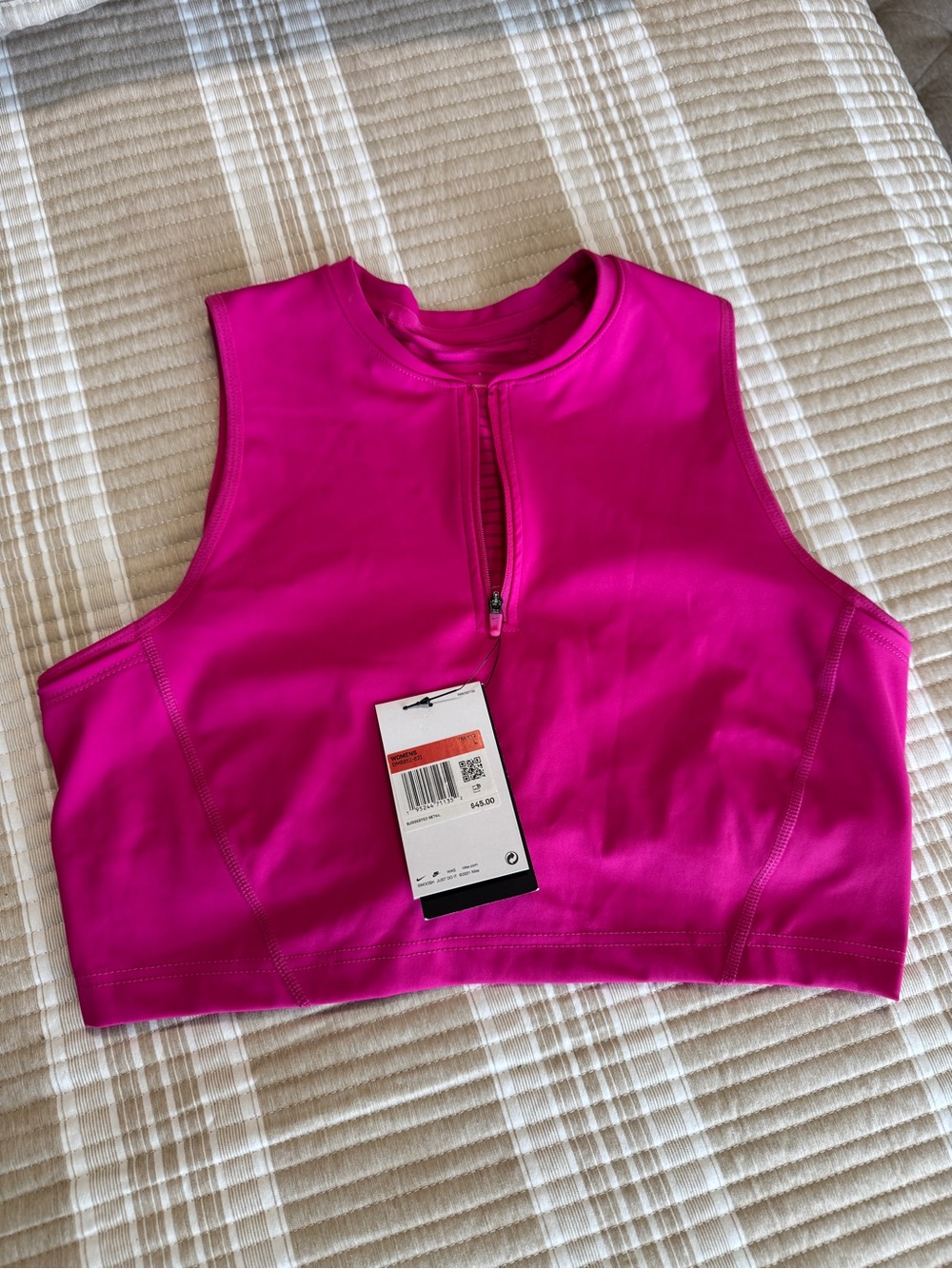 Nike Hot Pink Zip-Front Crop Top